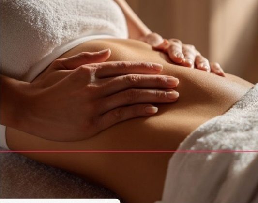 A therapist performing a body massage