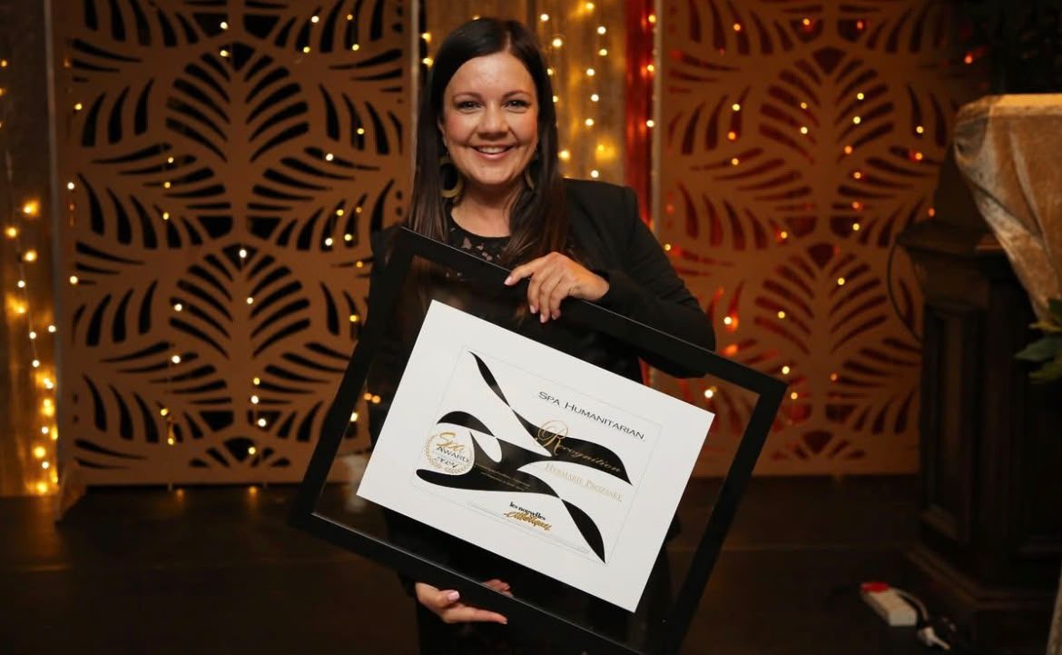 Hermarie Prozesky with her Spa Humanitarian Award